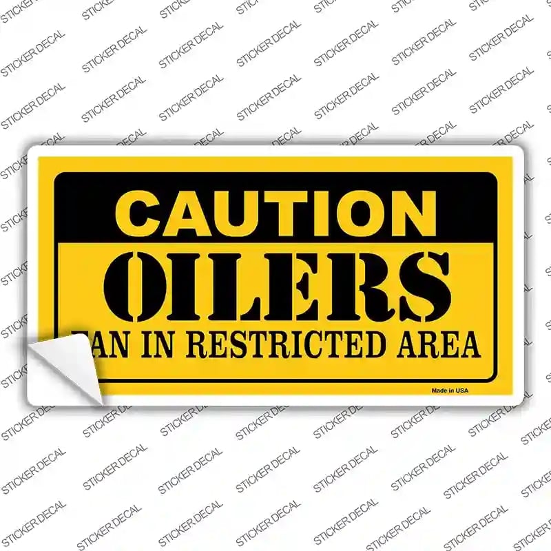 LP-2676s-S Caution Oilers Novelty Sticker Decal, Small