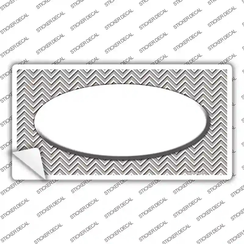 LP-2700s-XL Gray White Chevon White Oval Novelty Sticker Decal, Extra Large