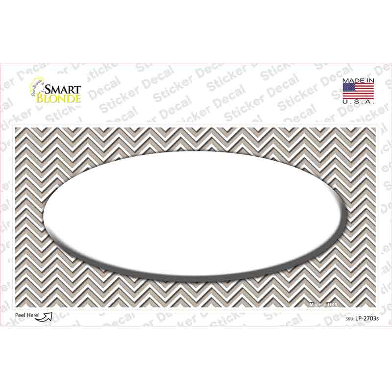 LP-2703s-M Tan White Chevon Center Oval Novelty Sticker Decal, Medium