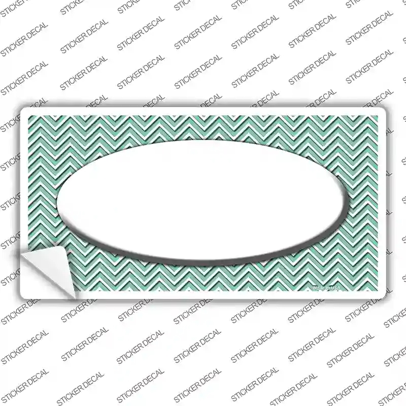 LP-2712s-S Mint White Chevon Center Oval Novelty Sticker Decal, Small