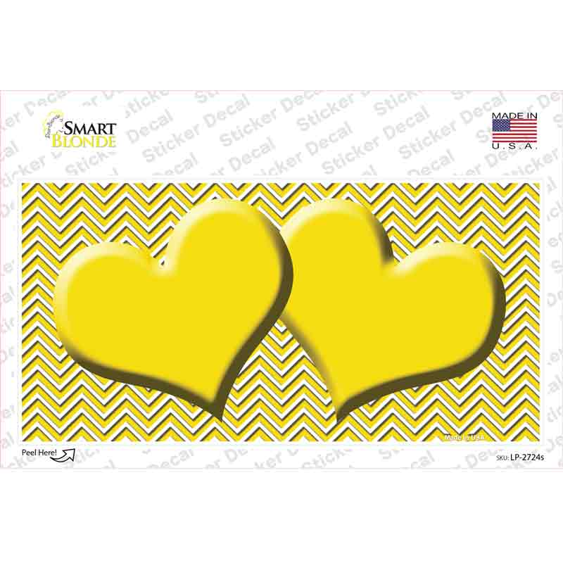 LP-2724s-M Yellow White Chevron Center Hearts Novelty Sticker Decal, Medium