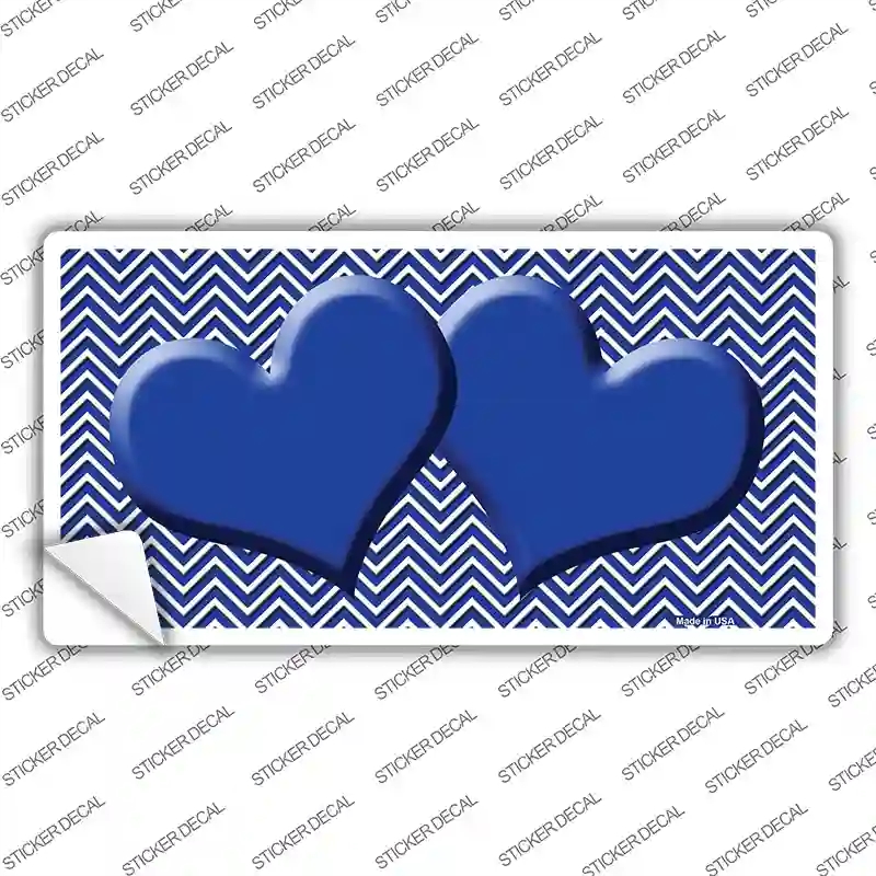 LP-2726s-S Blue White Chevron Center Hearts Novelty Sticker Decal, Small