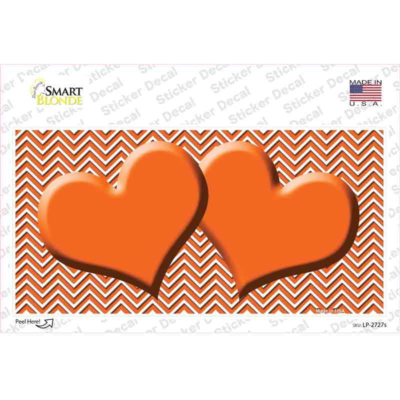 LP-2727s-M Orange White Chevron Center Hearts Novelty Sticker Decal, Medium