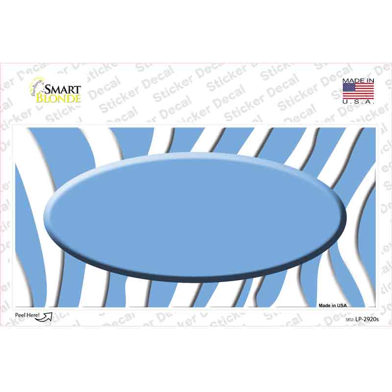 LP-2920s-M Light Blue White Zebra Center Oval Novelty Sticker Decal, Medium