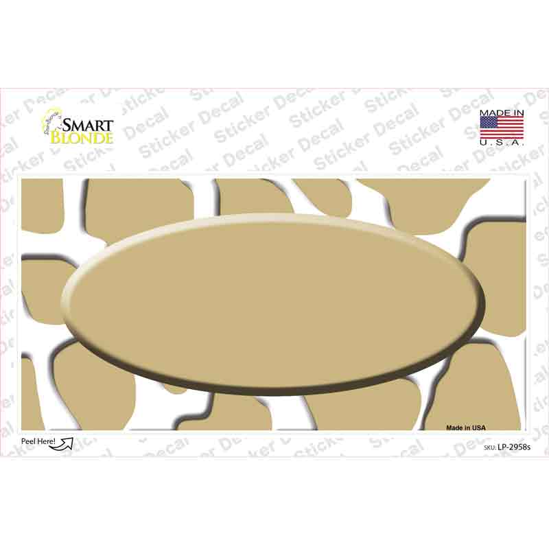 LP-2958s-M Gold White Giraffe Center Oval Novelty Sticker Decal, Medium