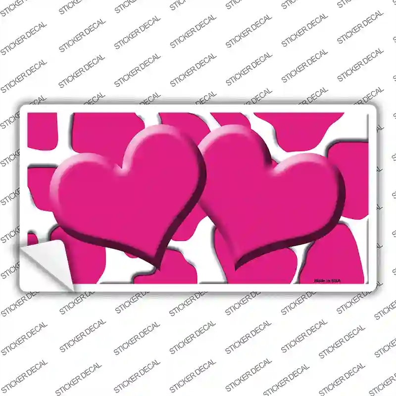 LP-2965s-S Pink White Giraffe Centered Hearts Novelty Sticker Decal, Small