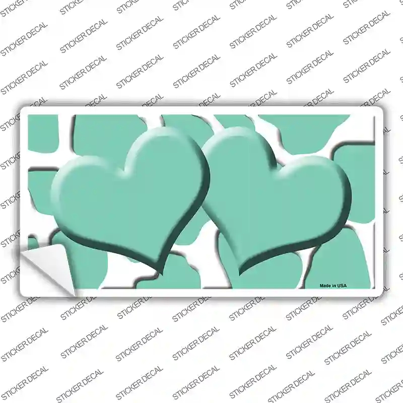 LP-2974s-XL Mint White Giraffe Centered Hearts Novelty Sticker Decal, Extra Large