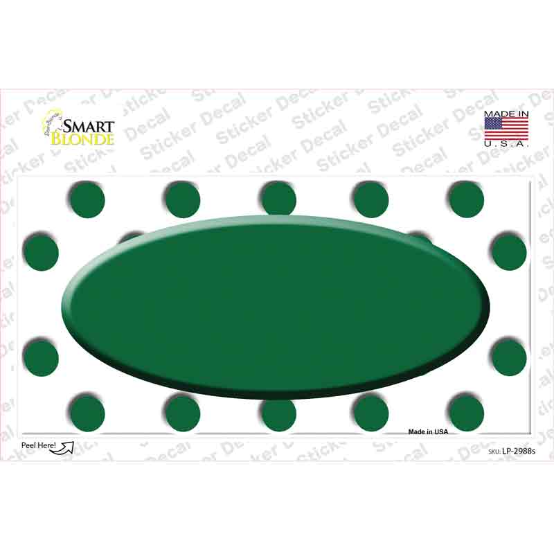 LP-2988s-M Green White Polka Dot Center Oval Novelty Sticker Decal, Medium