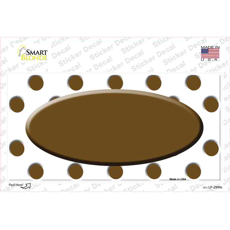 LP-2994s-M Brown White Polka Dot Center Oval Novelty Sticker Decal, Medium