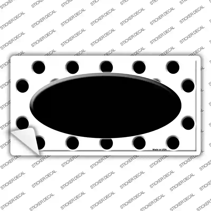 LP-2999s-S Black White Polka Dot Center Oval Novelty Sticker Decal, Small