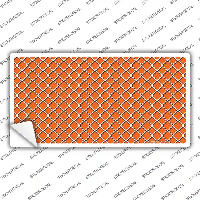 LP-4316s-L Orange White Quatrefoil Novelty Sticker Decal, Large