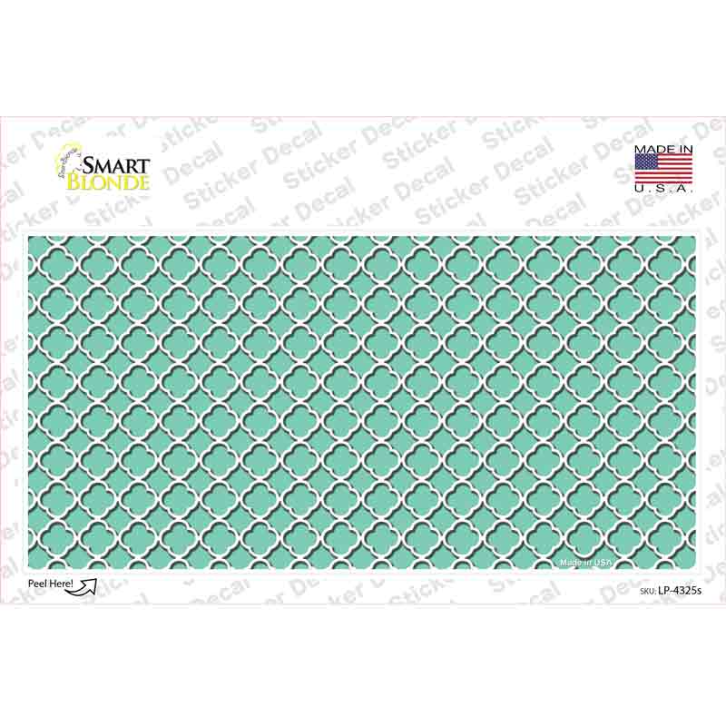 LP-4325s-M Mint White Quatrefoil Novelty Sticker Decal, Medium