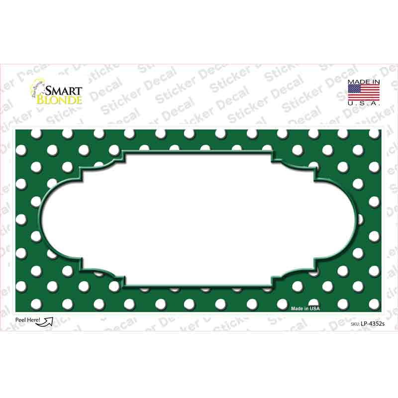 LP-4352s-M Scallop Green White Polka Dot Novelty Sticker Decal, Medium