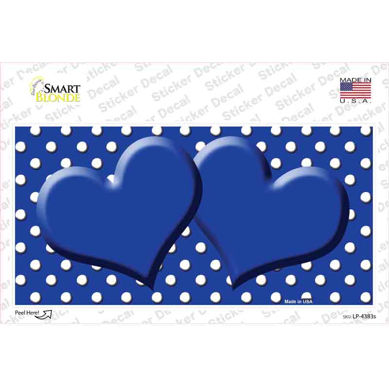 LP-4383s-M Blue White Polka Dot Center Hearts Novelty Sticker Decal, Medium