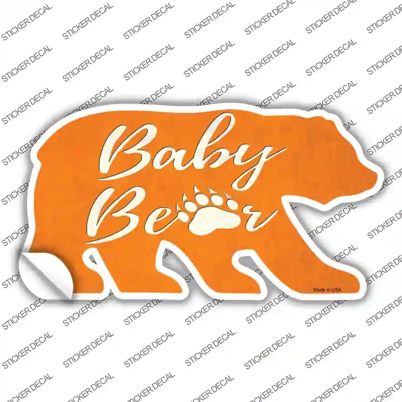 BR-028s-L Baby Paw Orange Novelty Bear Sticker Decal, Large