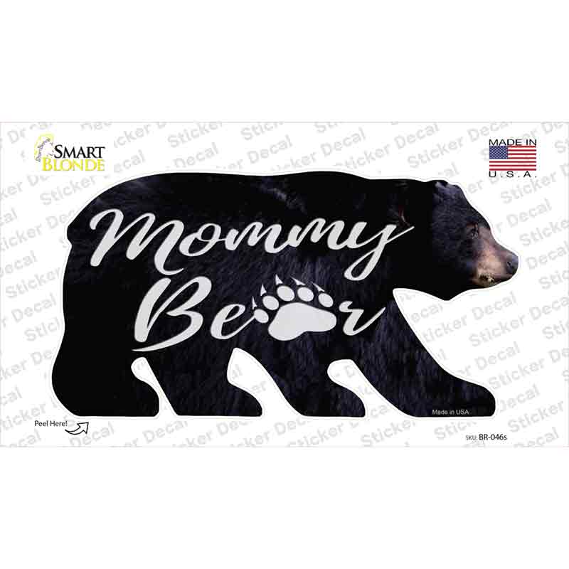 BR-046s-M Mommy Paw Novelty Bear Sticker Decal, Medium
