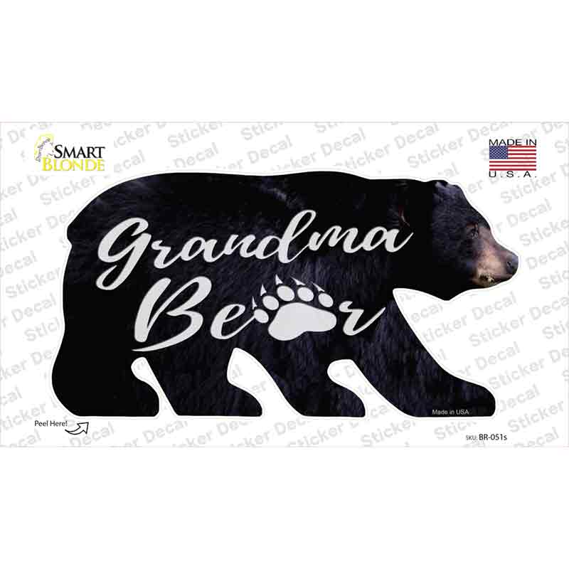 BR-051s-M Grandma Paw Novelty Bear Sticker Decal, Medium