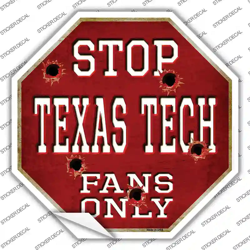 BS-331s-S Texas Tech Fans Only Novelty Octagon Sticker Decal, Small