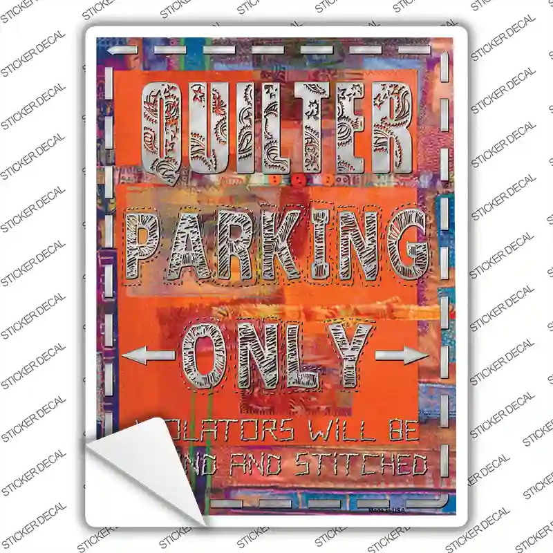 P-1098s-L Quilter Only Orange Novelty Rectangle Sticker Decal, Large