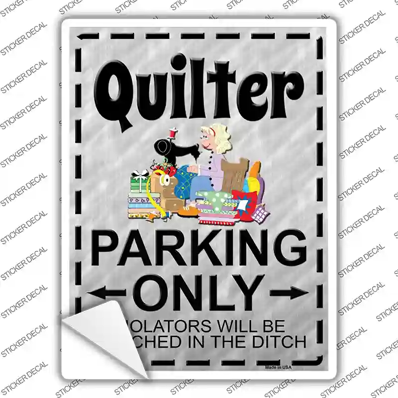 P-1099s-XL Quilter Parking Novelty Rectangle Sticker Decal, Extra Large
