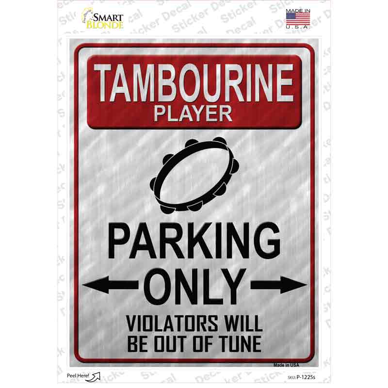 P-1225s-M Tambourine Player Parking Novelty Rectangle Sticker Decal, Medium