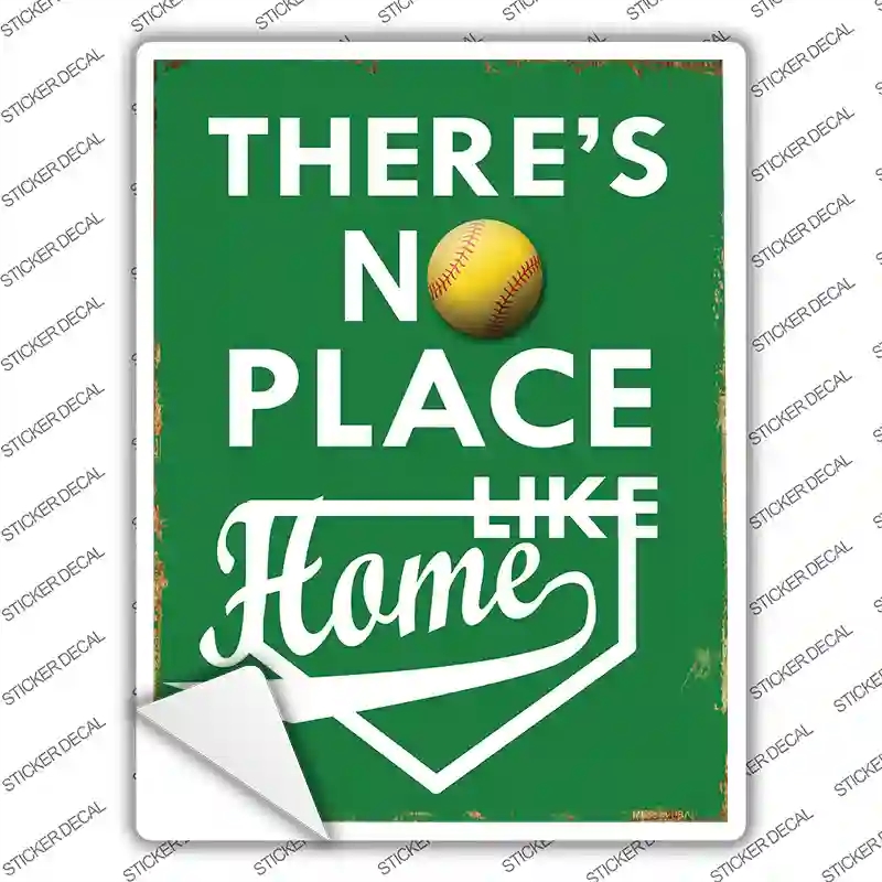 P-1251s-L No Place Like Home Softball Novelty Rectangle Sticker Decal, Large