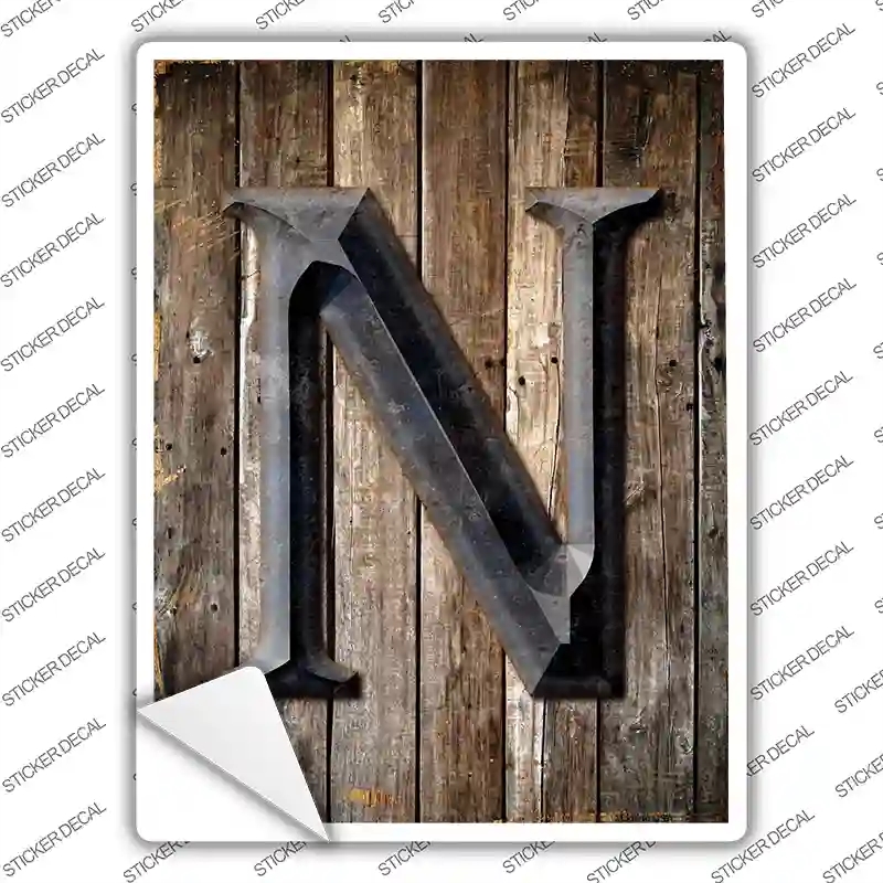 P-1278s-S Letter N Novelty Rectangle Sticker Decal, Small