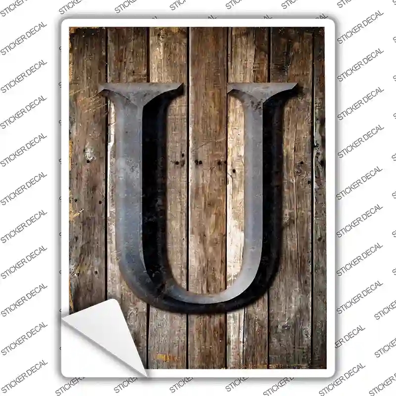 P-1285s-L Letter U Novelty Rectangle Sticker Decal, Large