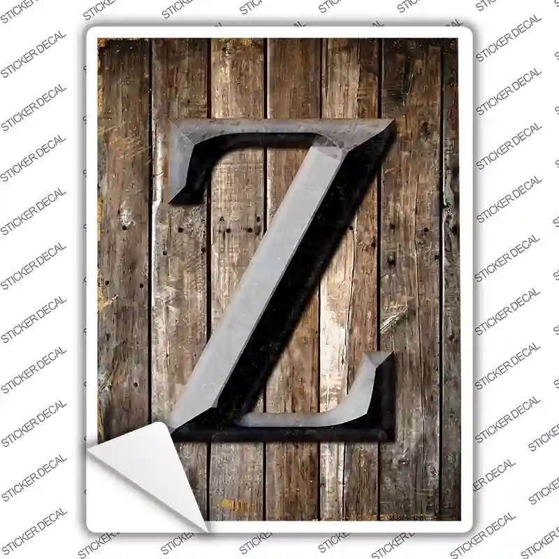 P-1290s-S Letter Z Novelty Rectangle Sticker Decal, Small