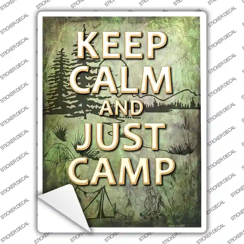 P-1443s-S Keep Calm & Camp Novelty Rectangle Sticker Decal, Small
