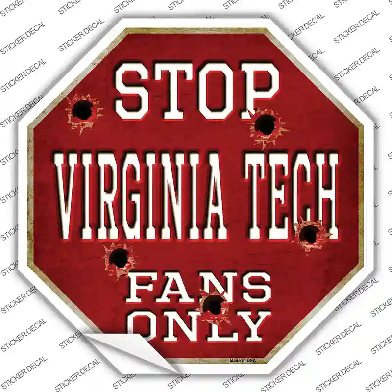 BS-355s-L Virginia Tech Fans Only Novelty Octagon Sticker Decal, Large