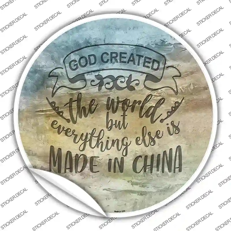 C-1095s-XL God Created the World Novelty Circle Sticker Decal, Extra Large