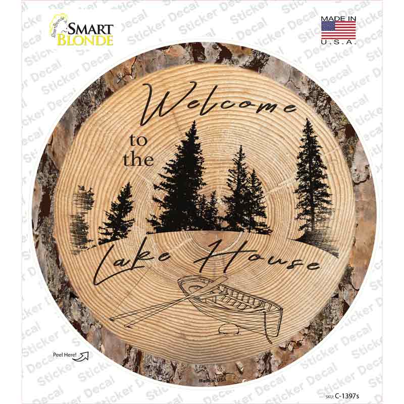 C-1397s-M Welcome to the Lake House Novelty Circle Sticker Decal, Medium