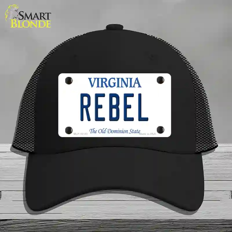 HAT01-MLP-10143 Rebel Virginia Novelty License Plate Hat, Mesh - Black
