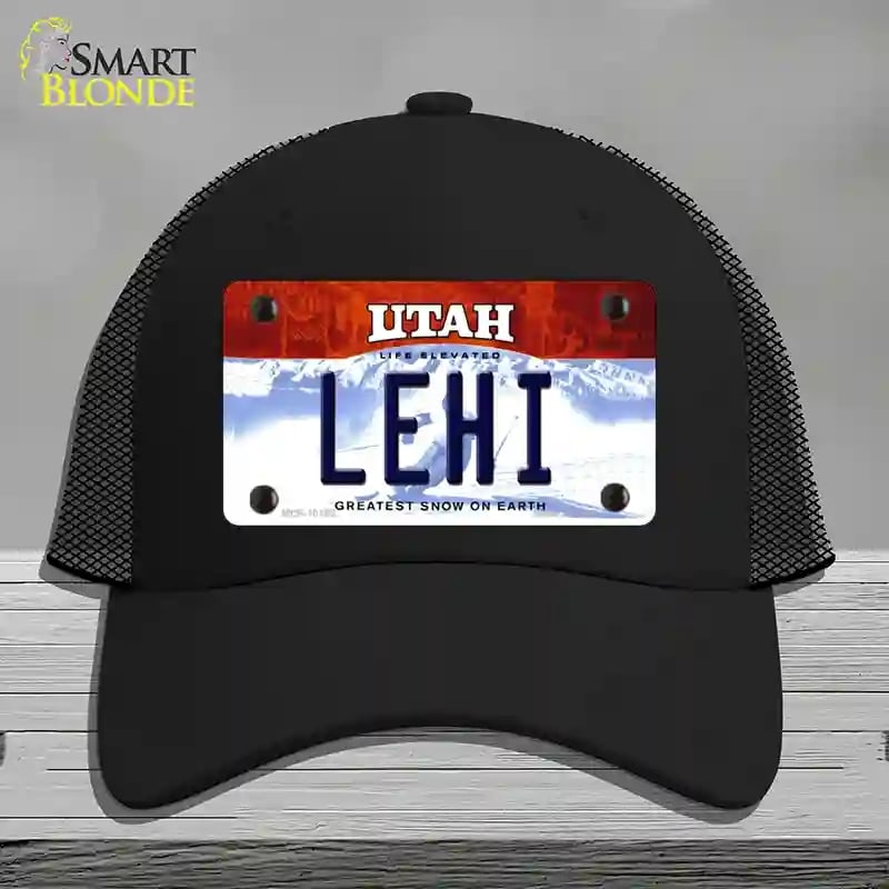 HAT01-MLP-10192 Lehi Utah Novelty License Plate Hat, Mesh - Black
