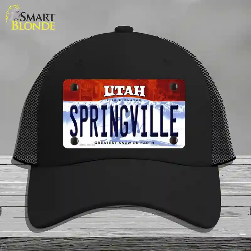 HAT01-MLP-10193 Springville Utah Novelty License Plate Hat, Mesh - Black