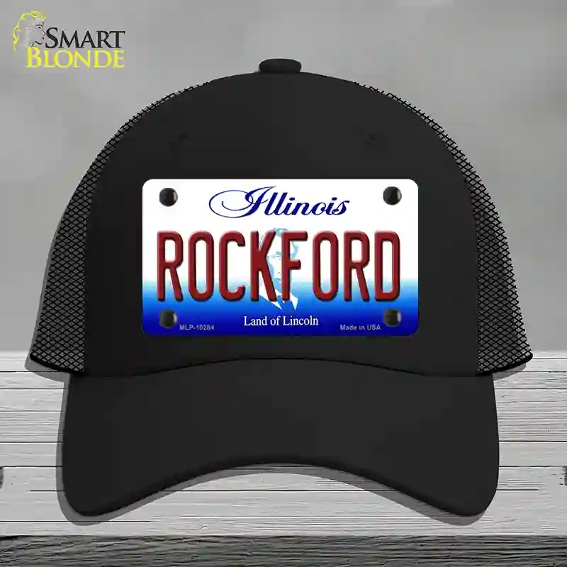 HAT01-MLP-10284 Rockford Illinois Novelty License Plate Hat, Mesh - Black
