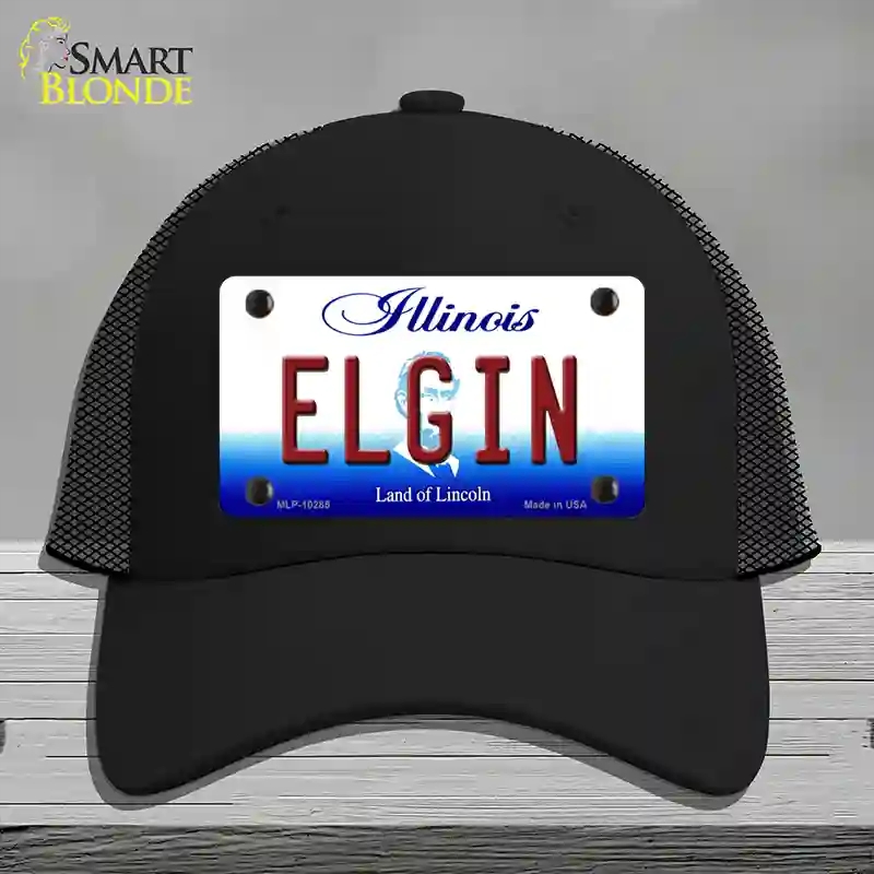 HAT01-MLP-10285 Elgin Illinois Novelty License Plate Hat, Mesh - Black