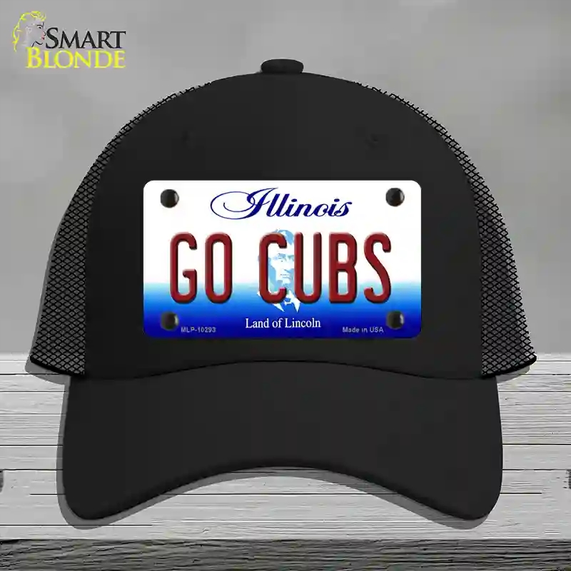 HAT01-MLP-10293 Go Cubs Illinois Novelty License Plate Hat, Mesh - Black