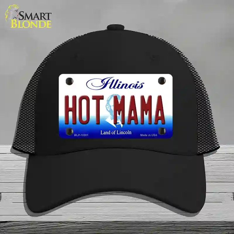 HAT01-MLP-10301 Hot Mama Illinois Novelty License Plate Hat, Mesh - Black