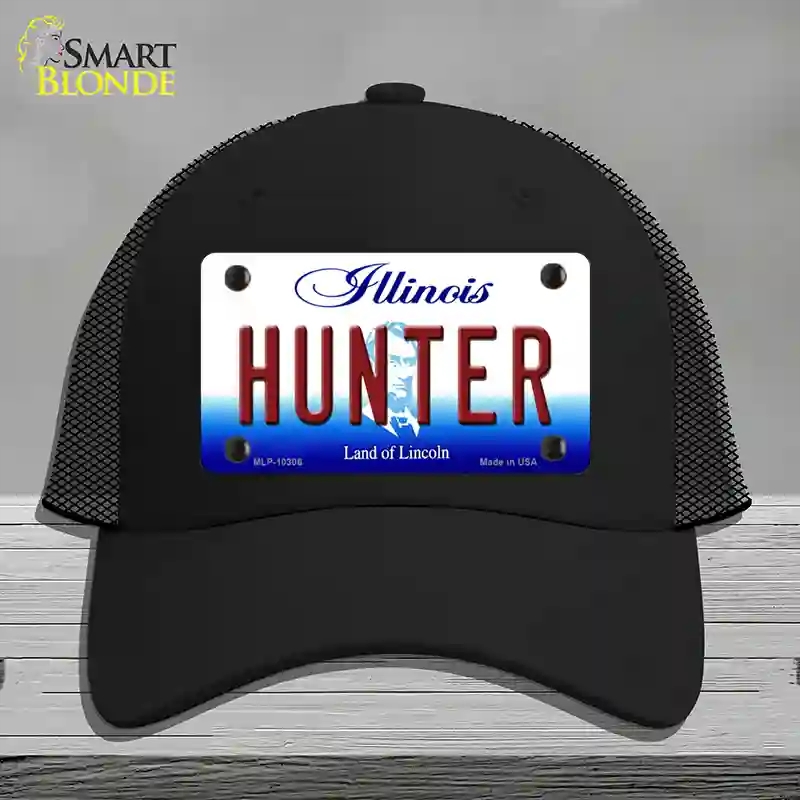 HAT01-MLP-10306 Hunter Illinois Novelty License Plate Hat, Mesh - Black