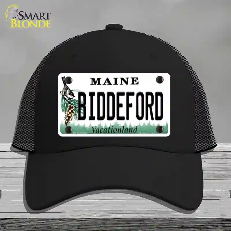 HAT01-MLP-10392 Biddeford Maine Novelty License Plate Hat, Mesh - Black