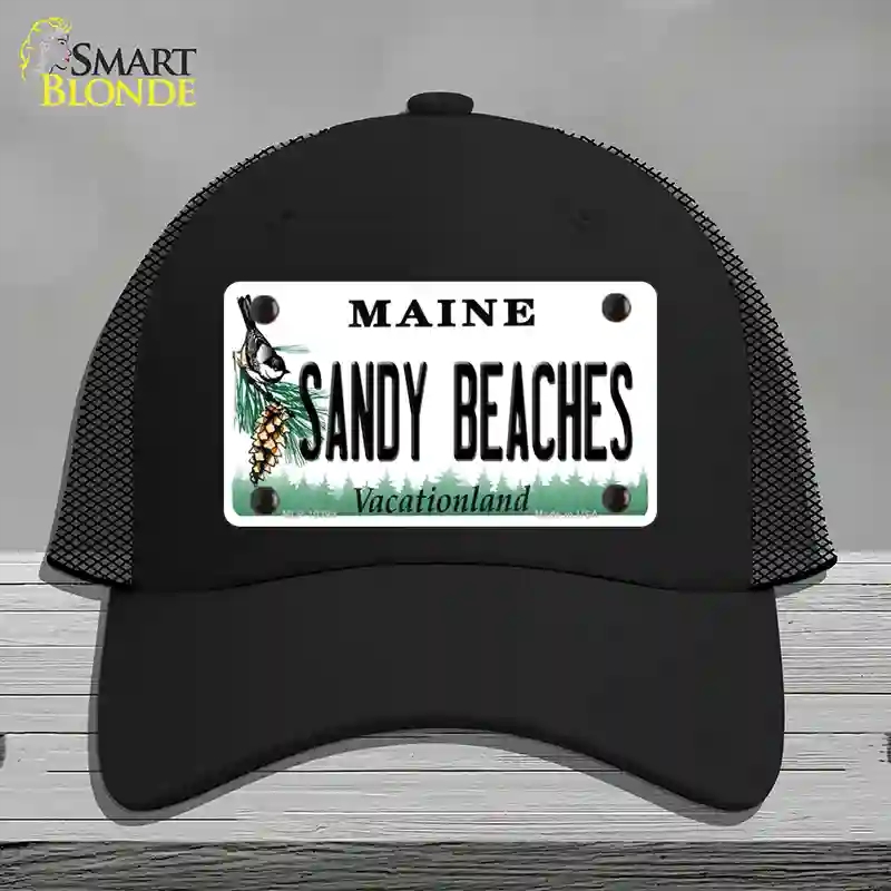 HAT01-MLP-10398 Sandy Beaches Maine Novelty License Plate Hat, Mesh - Black