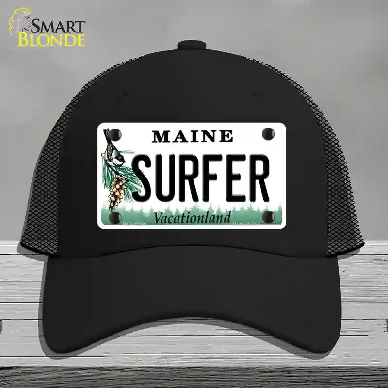 HAT01-MLP-10399 Surfer Maine Novelty License Plate Hat, Mesh - Black