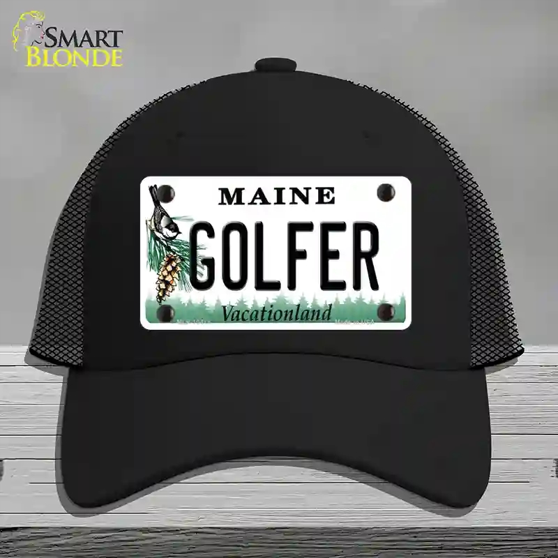 HAT01-MLP-10418 Golfer Maine Novelty License Plate Hat, Mesh - Black