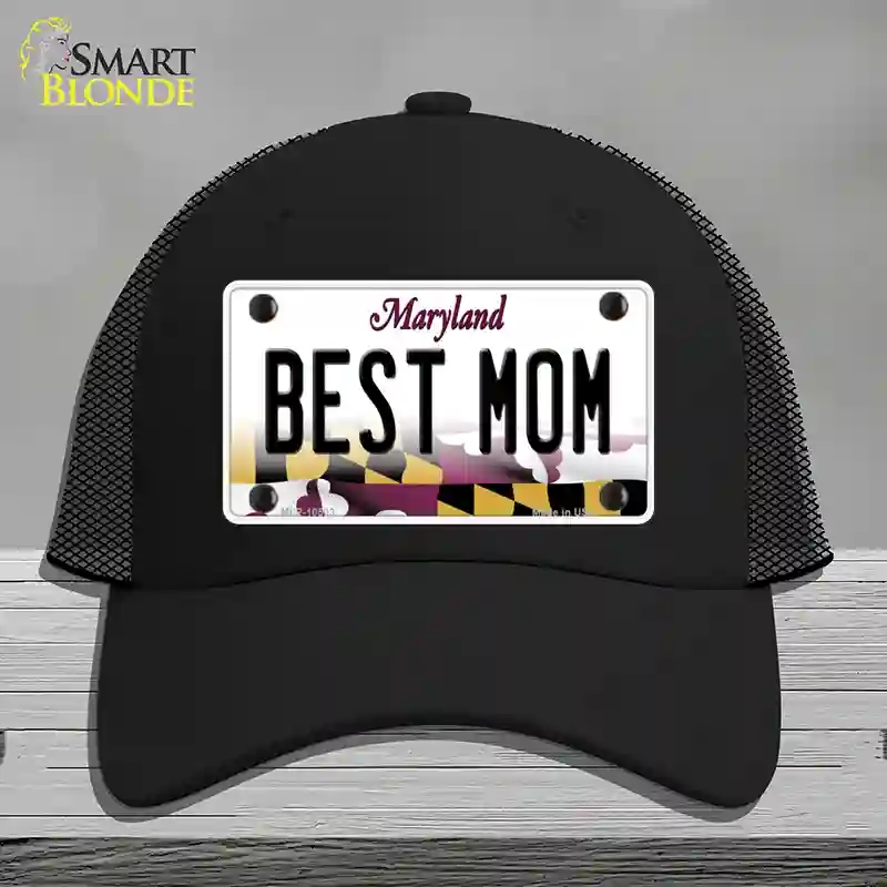 HAT01-MLP-10503 Best Mom Maryland Novelty License Plate Hat, Mesh - Black