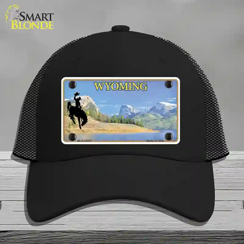 HAT01-MLP-10511 Wyoming Blank Novelty License Plate Hat, Mesh - Black