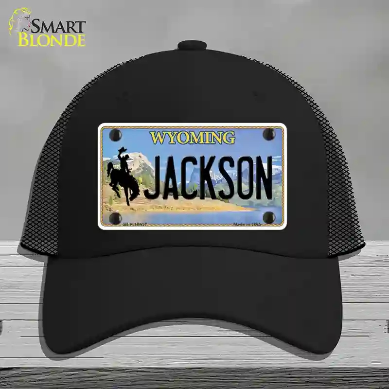 HAT01-MLP-10517 Jackson Wyoming Novelty License Plate Hat, Mesh - Black