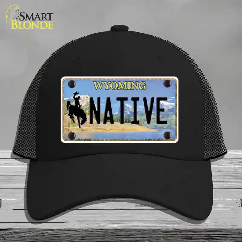 HAT01-MLP-10554 Native Wyoming Novelty License Plate Hat, Mesh - Black