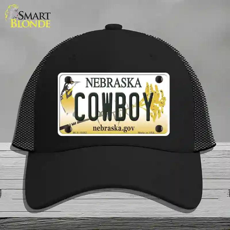 HAT01-MLP-10582 Cowboy Nebraska Novelty License Plate Hat, Mesh - Black